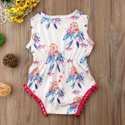 

Newborn Toddler Baby Girls Floral Romper Tassel Jumpsuit Bodysuit Summer Clothes