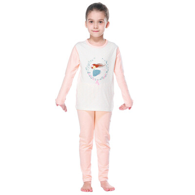 

Red beans (Hodo) girls underwear suit large children cartoon printing home service pajamas suit HD6380 light orange 165