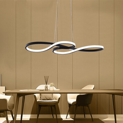 

Baycheer HL487358 Black LED Curved Pendant Lights Ambient Warm White
