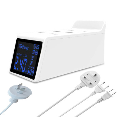 

USB Charger Station with LED Display 6-Port USB Wall Charger with Smart IC Technology for SmartPhone USB Enabled Devices