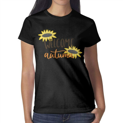 

Lovely Sunflower Decor Womens Black t Shirts Custom Women Cotton tee Shirt