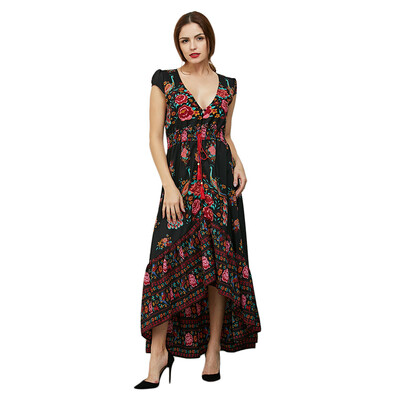 

High Low Floral Long Prom Formal Dress