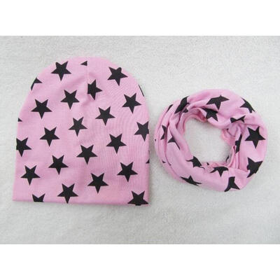 

Cotton Stars Hat Printed 2 Pcs CapsScarf Warp For Baby Toddler Kids Boys Girls