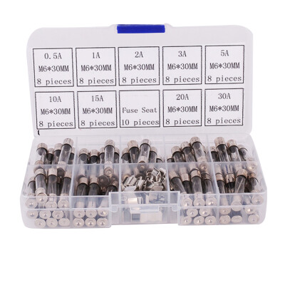 

72pcs M6*30mm Glass Tube Fuse Assorted Kit 0.5/1/23/5/10/15/20/30 250V