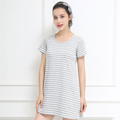 

Антарктика (Nanjiren) юбка из бюстгальтера женская служба для дома короткий рукав без стального кольца грудь площадку хлопок женщин пижамы ночная юбка домашняя служба N675X20062-5 серые полосы-XL