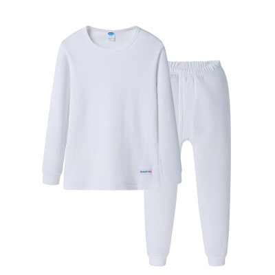 

Three Guns THREEGUN Underwear Set Sleeping Soft Cotton Girl Round Collar Long Sleeve Underwear Set 29122D0 White 130