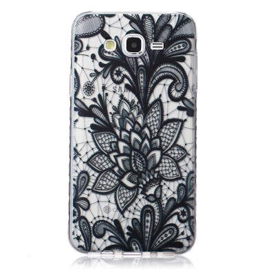 

Black Rose Pattern Мягкий тонкий ТПУ Резиновая крышка силиконовый гель чехол для SAMSUNG GALAXY J7