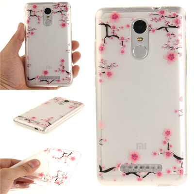 

Up and down plum blossom Pattern Soft Thin TPU Rubber Silicone Gel Case Cover for XiaoMi RedMi Note3