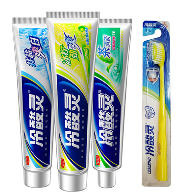 

Cold Acid Toothpaste family combo set to send toothbrush salt salt cool white 110g ice lemon 110g tea fresh 110g to send super sensitive tooth care toothbrush