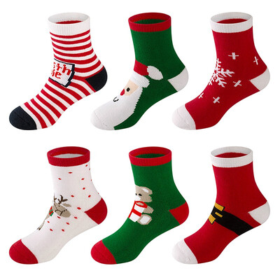 

LifeWheel 1 or 6 Pairs Baby Boy Girl Toddler Christmas Holiday Cotton Funny Crew Socks for Gift