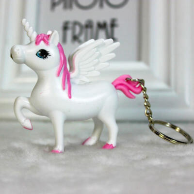 

Children Kids Toys Lovely Unicorn Keyring LED Light With Sound Key Chain Gifts