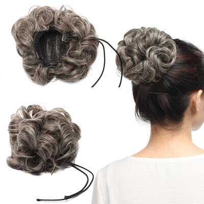

Real Natural Curly Messy Bun Hair Piece Scrunchie Updo Hair Extensions