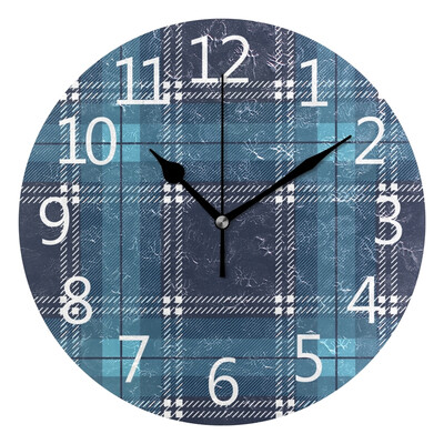 

Wall Clock Navy Lattice Round Wall Clock Arabic Numerals Design