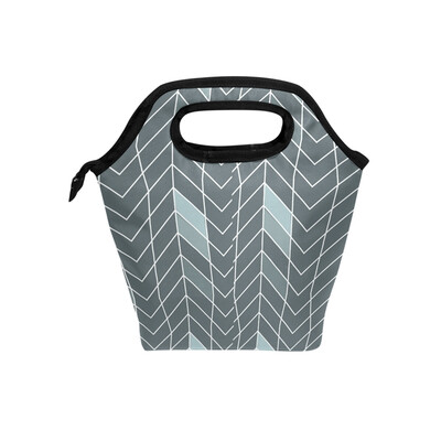 

Lunch Tote Bag Curved Line Travel Picnic Insulated Lunch Handbags Portable Zipper Lunch Bag Box