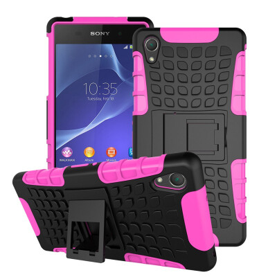 

Fivice sony Z2 Case TPU anti-fall tire pattern back clip bracket phone case