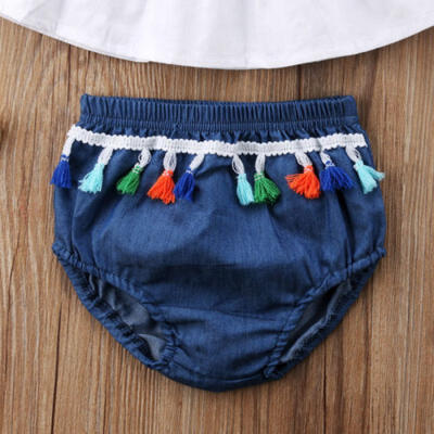 

Summer Toddler Baby Girls Off Shoulder Tops Shorts 2Pcs Outfits Clothes Set