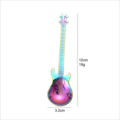 

1 PC Guitar Shape Stainless Steel Rainbow Coffee Mixing Spoon Drink Tea Spoon