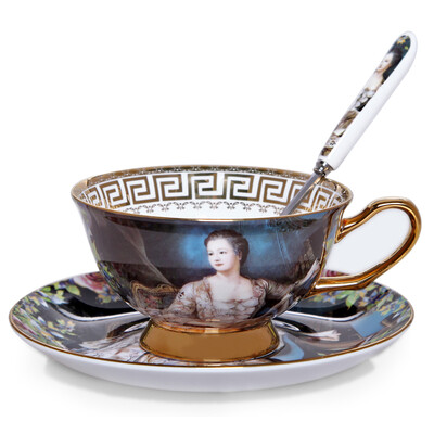 

Правая нога Jingdezhen костяная чашка чашки кофе чашка набор костюм день рождения День святого Валентина подарок Европейская классическая живопись маслом картина Помпаду
