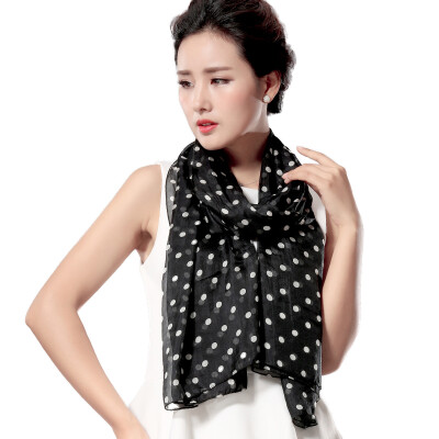 

ANSIYU G Series -4 ladies scarf long silk scarf dress with shawl scarf G24 black wave point