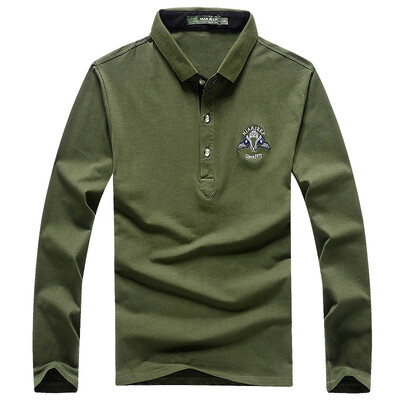 

Nian Jeep Polo Shirt Men's Long Sleeve T-Shirt Lapel Solid POLO Shirt D9288