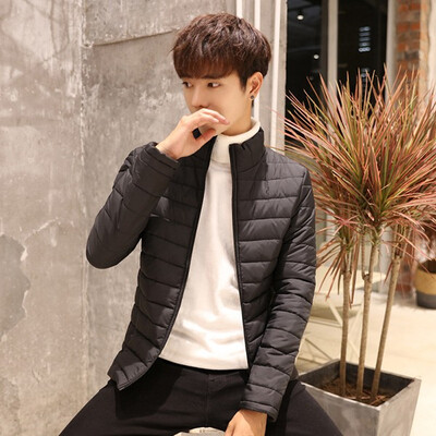 

Mens Fashion Warm Stand Collar Long Sleeve Solid Color All-match Slim Short Coat