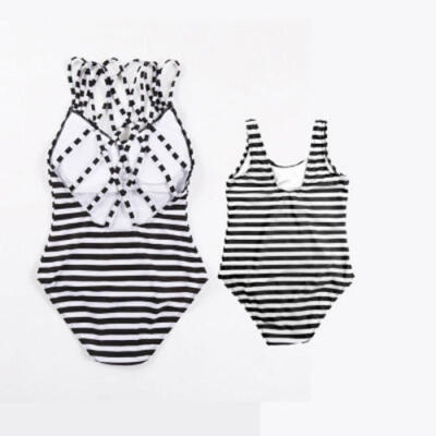 

Summer One Piece Swimsuit Monokini Women Stripe Swimwear Push Up Padded Bikini