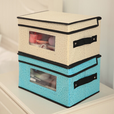 

Maybelline home storage box embossed window storage box fabric with cover collapsible small storage box