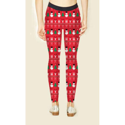 

US Womens Christmas Print Pants Yoga Gym Sports Leggings Santa Stretch Trousers