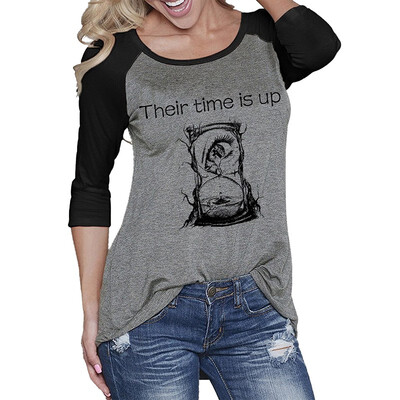 

Spliced Printed Round Neck T-shirt