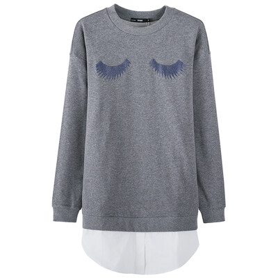 

Semir Women&39s round neck collar simple fashion print loose long sleeve T shirt tide 19316160213 deep gray gray XL