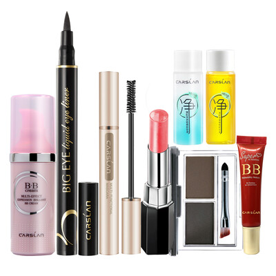 

Card blue Carslan beginner set eyeliner 2ml BB cream 30g eyebrow powder 36g mascara 6g lipstick 28g makeup remover 15ml 2 BB cream 10g