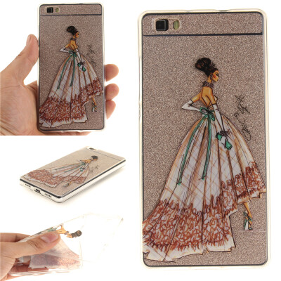 

Hand-painted dress Pattern Soft Thin TPU Rubber Silicone Gel Case Cover for HUAWEI P8 LITE