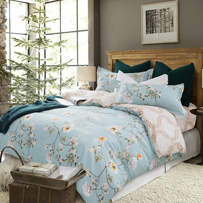 

Ying Xin bedding home textile cotton quilt high-density high-density twill AB version printing single piece of quilt single 155 215cm Qingxin Garden green