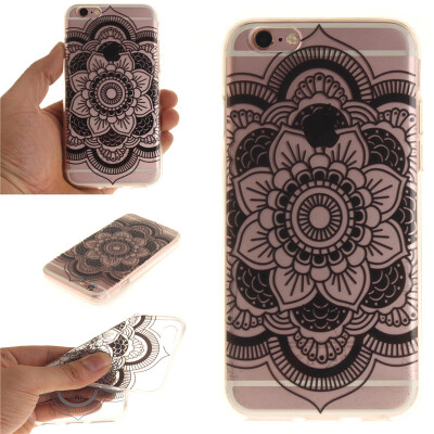 

Black sun flower Pattern Soft Thin TPU Rubber Silicone Gel Case Cover for IPHONE 66S