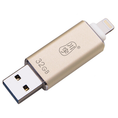 

Chuan Yu AU616 Apple, мобильный телефон U диск 32G официальная сертификация MFi iPhone / iPad расширение памяти мобильный телефон двойное использование U диск золото