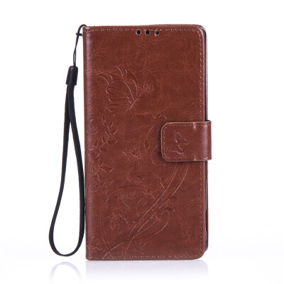 

Brown Flower Design PU Leather Flip Cover Wallet Card Holder Case for SONY M4 QUA