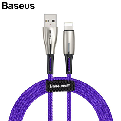

Baseus USB Cable 24A QI charging&data transfer for iphone  XR 8 7 Water light Led Smart Charging USB data Cable for iphone