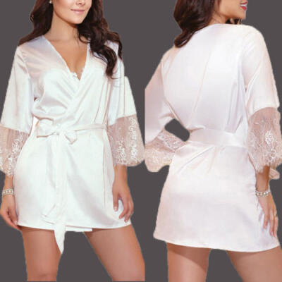 

Sexy Lingerie Women Silk Lace Robe Dress Babydoll Nightdress Nightgown Sleepwear