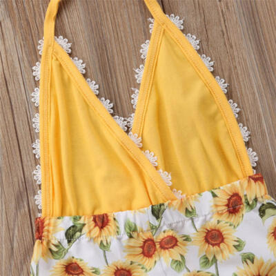 

AU Canis Newborn Kid Baby Girls Lace Sunflower Romper Bodysuit Jumpsuit Outfits