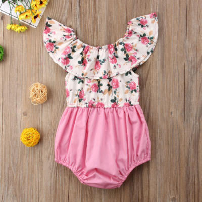 

Pretty Newborn Infant Baby Girl Floral Lotus Collar Romper Clothes Bodysuit Set