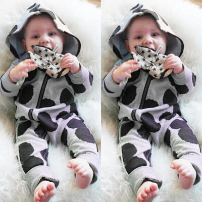 

Top Baby Kids Boy Girl Infant Hooded Romper Jumpsuit Bodysuit Clothes Outfit Set