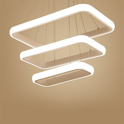 

Baycheer HL487483 Round Corners&Linear Frame Multi Tier Rectangular Warm Light LED Chandelier in White