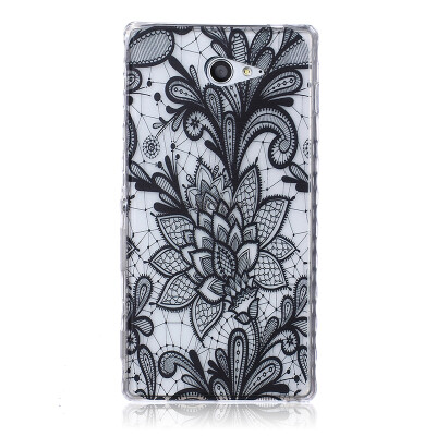 

Black Rose Pattern Soft Thin TPU Rubber Silicone Gel Case Cover for SONY Xperia M2