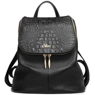 

Ke Lu Chi (CLUCI) CW6161011 new shoulder bag female travel backpack Europe and the United States crocodile pattern lady leisure package wild college wind students leather small bag black