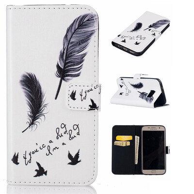 

Black plumes Design PU Leather Flip Cover Wallet Card Holder Case for SAMSUNG Galaxy S7