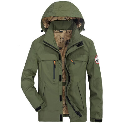 

Мужская мода с длинным рукавом Съемная крышка Повседневная куртка 9802 Army Green 4XL