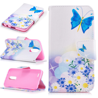 

Butterfly&flower Design PU Leather Flip Cover Wallet Card Holder Case for LG K10 2017