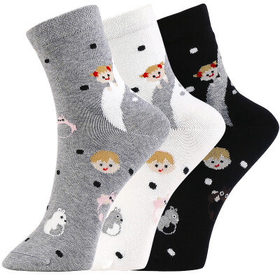 

[Jingdong supermarket] red beans (hongdou) socks female socks casual cotton socks knitted stripes simple four seasons in the tube socks H7W020 three pairs of uniforms