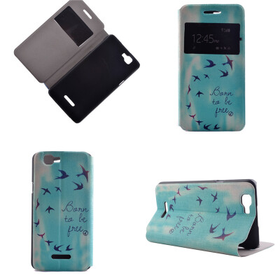 

Flying Birds Sky Design PU Leather Flip Cover Wallet Card Holder Case for Wiko Rainbow