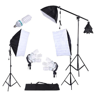 

Photography Studio Lighting Kit 3pcs Softbox Tripod Stand 45W 135W Bulb Cantilever with Oxford Bag